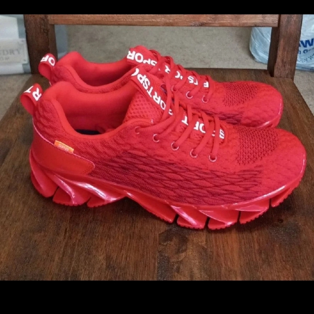 Mens Red Sport Knitted Sneaker